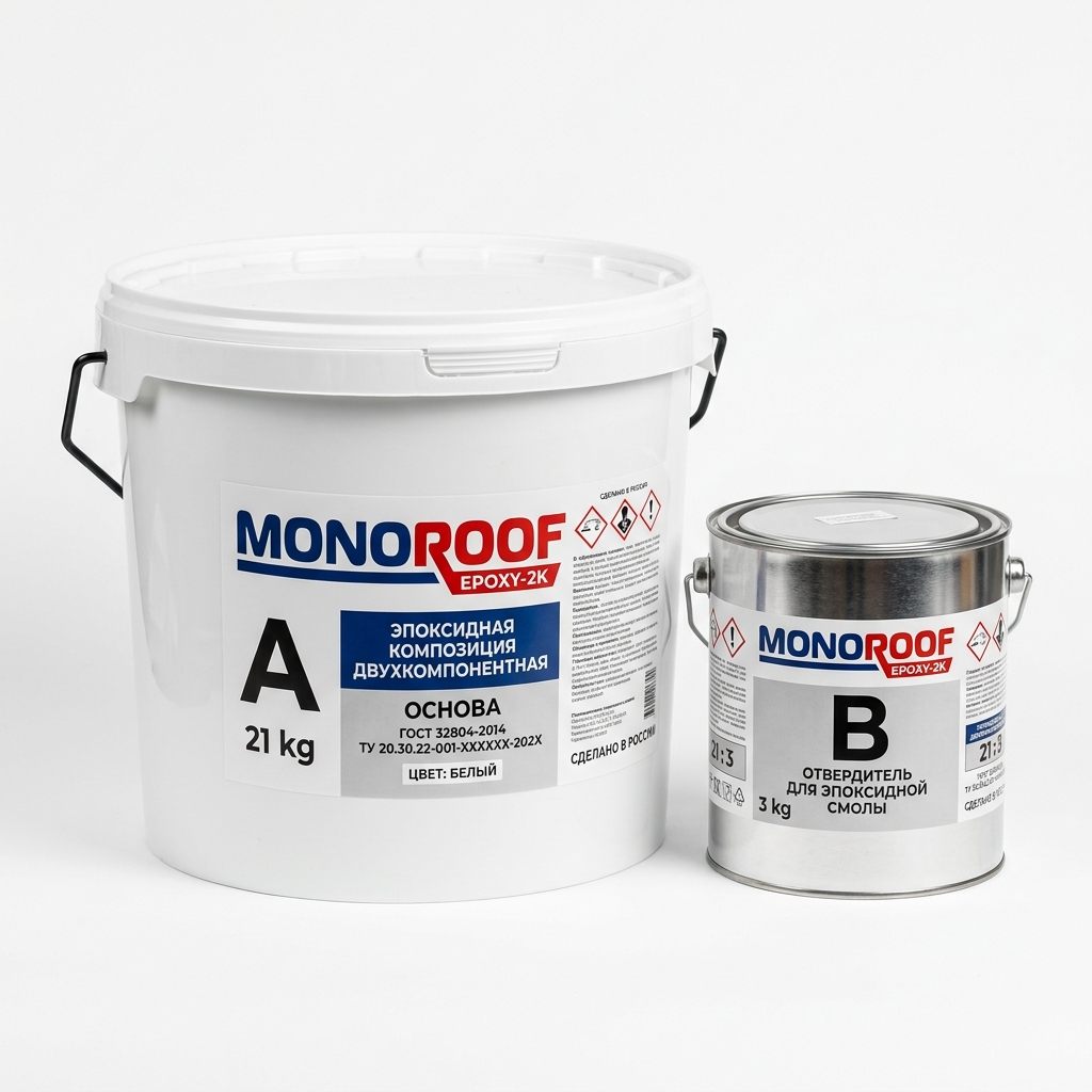 Моноруф пол эпоксидный 2К EPOXY-2K (комплект 24 кг А+Б), фото товара MONOROOF