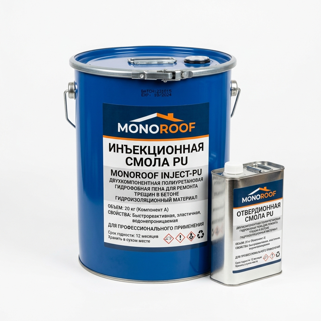 Моноруф инъекционная ПУ-смола INJECT-PU (20 кг, гидроактивная), фото товара MONOROOF